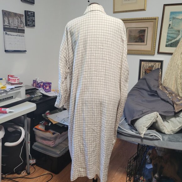 NWT Eskandar Oversized European Tan & White Plaid Dress - Picture 8 of 10